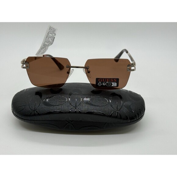 GUESS Sunglasses Gold/Brown $75 New W/Tag G000072 32E 56-16 140 & GUESS CASE - Picture 1 of 14